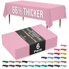 Premium Pink Plastic Table Covers | 6 Pack | 54 in. x 108 in.