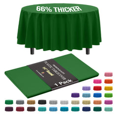 Premium Round Emerald Green Plastic Table Cover | 84 in.