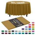 Premium Round Gold Plastic Table Cover | 84 in.