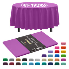 Premium Round Magenta Plastic Table Cover | 84 in.