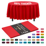Premium Round Red Plastic Table Cover | 84 in.