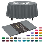 Premium Round Silver Plastic Table Cover | 84 in.