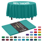 Premium Round Teal Plastic Table Cover | 84 in.