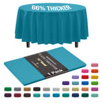 Premium Round Turquoise Plastic Table Cover | 84 in.