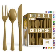 Gold Cutlery Combo Set | 50 Forks 50 Spoons And 50 Knives | 7.5 in.