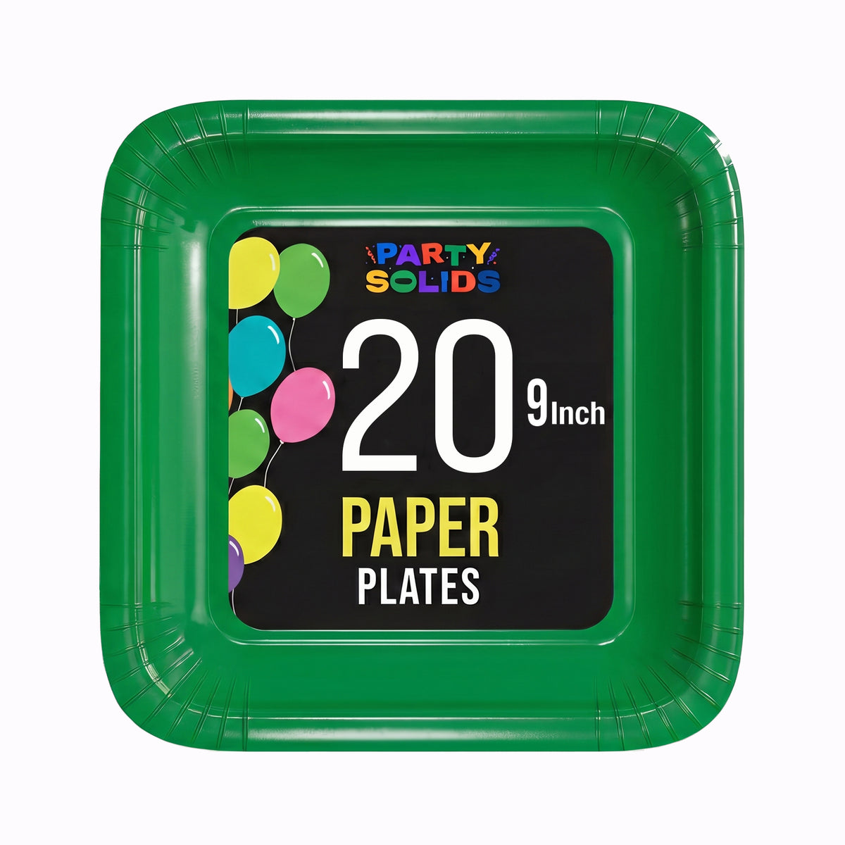 9 In. Emerald Green Square Paper Plates - 20 Ct.