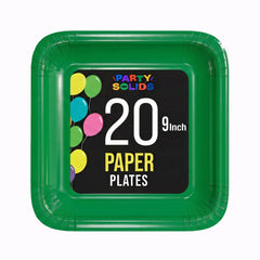 9 In. Emerald Green Square Paper Plates - 20 Ct.