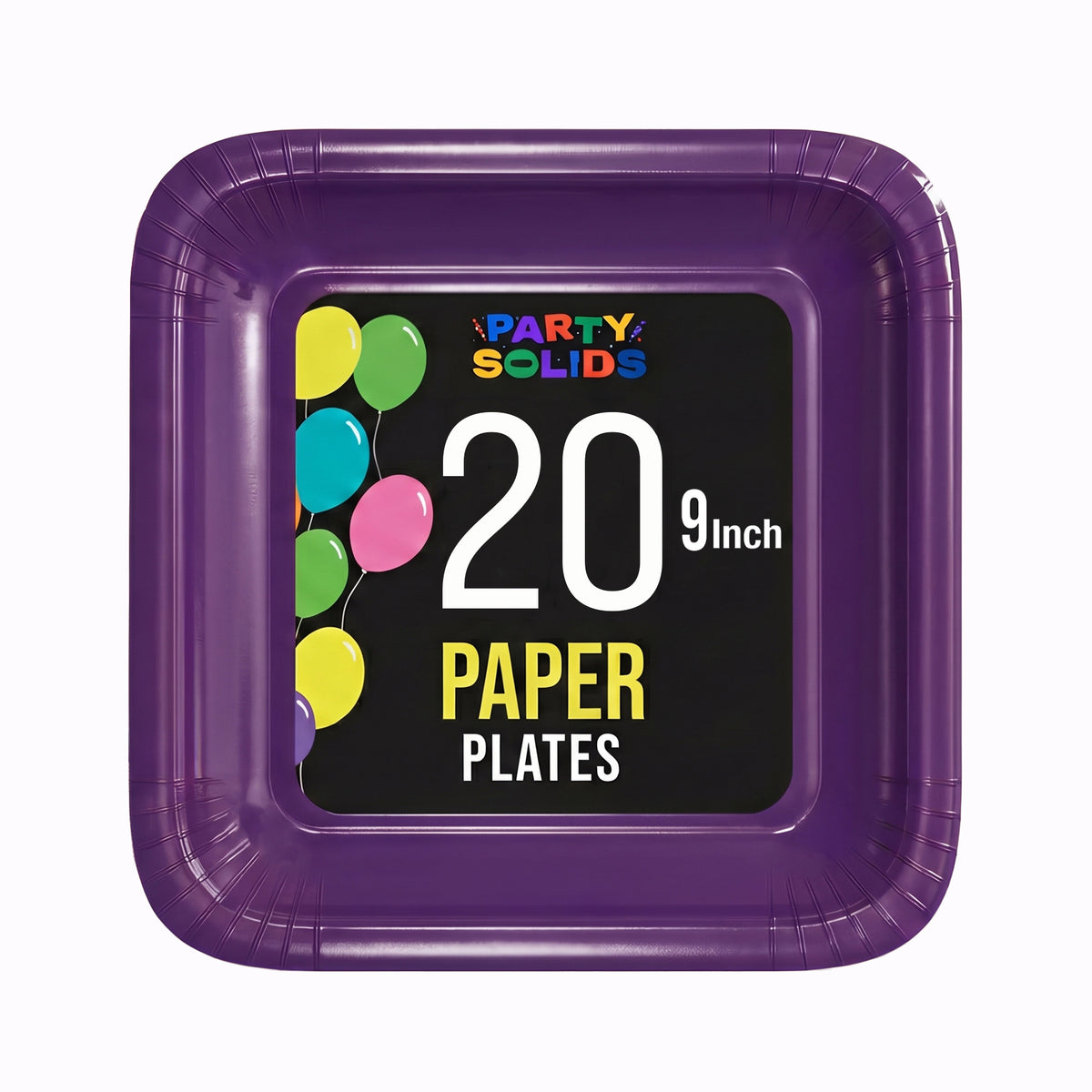 9 In. Purple Square Paper Plates - 20 Ct.
