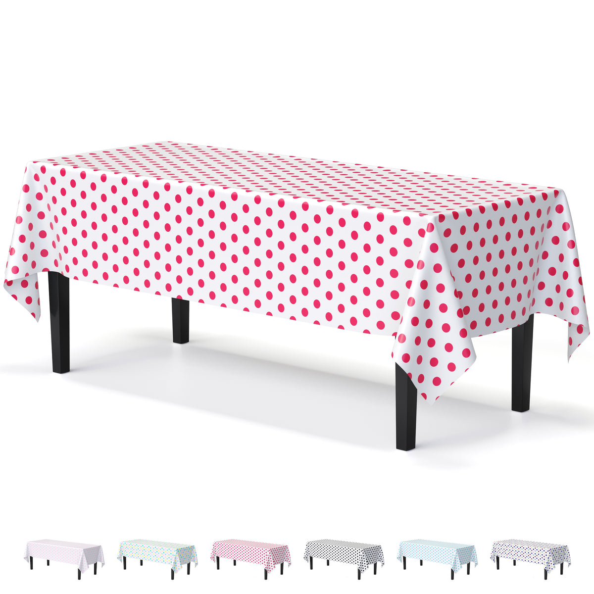 Red Polka Dot Plastic Table Cover | 54 in. x 108 in.