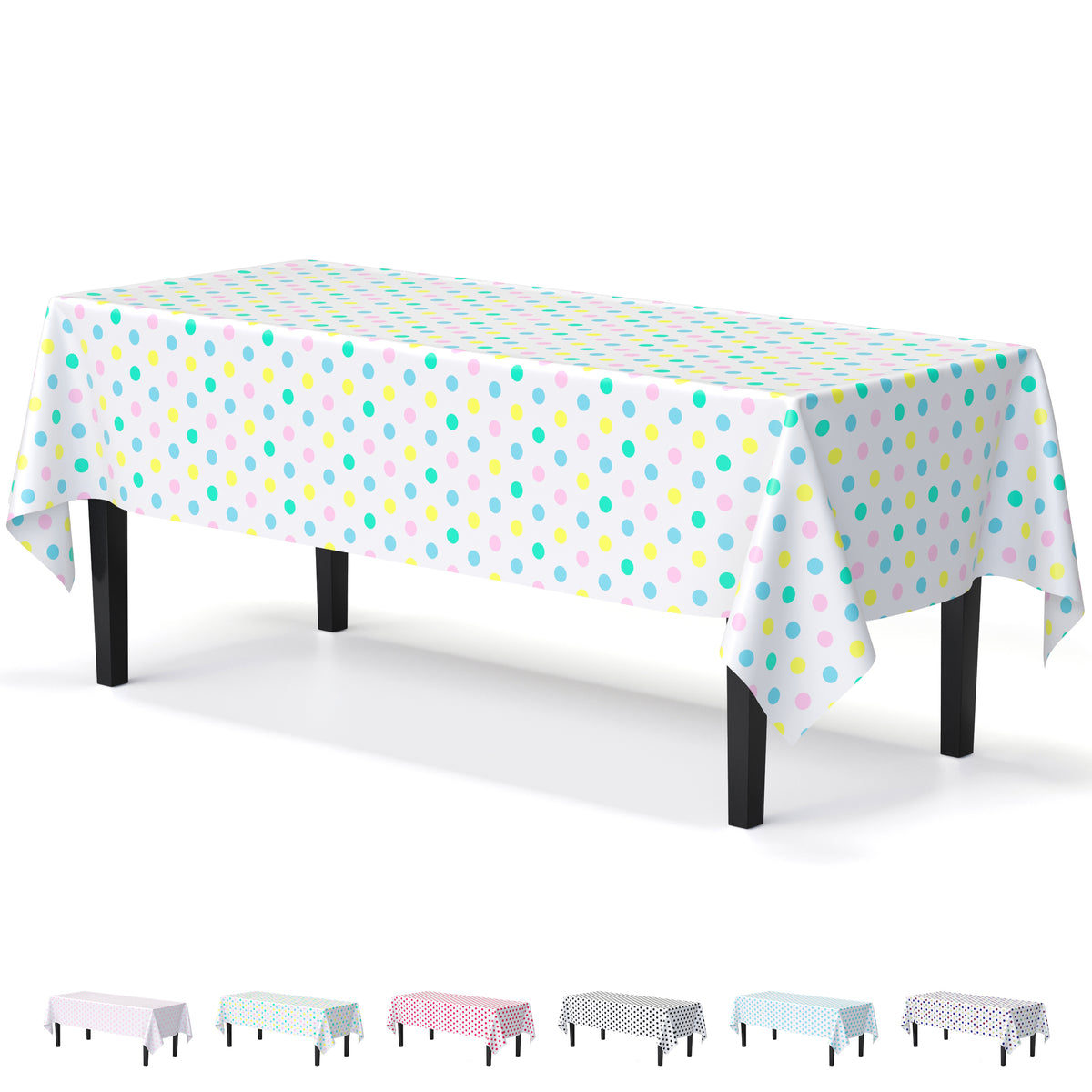 Multi Colored Polka Dot Plastic Table Cover | 54 in. x 108 in.