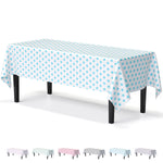 Light Blue Polka Dot Plastic Table Cover | 54 in. x 108 in.