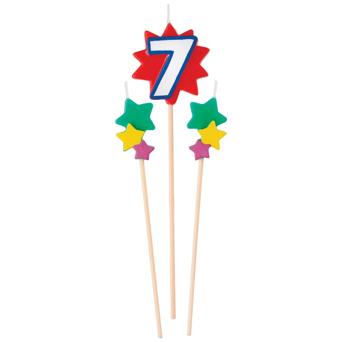 Star Number 7 Birthday Toothpick Candle Set | 3 Pc.