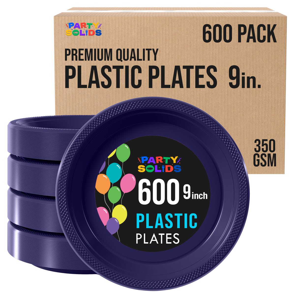 9 in. Navy Plastic Plates | Case of 600