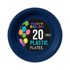 7 In. Navy Plastic Plates - 20 Ct.