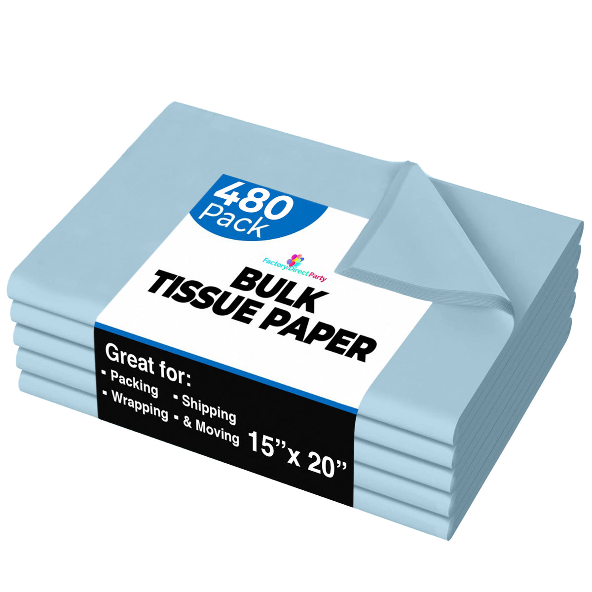 Light Blue Tissue Paper 15 In. x 20 In. | 480 Sheets