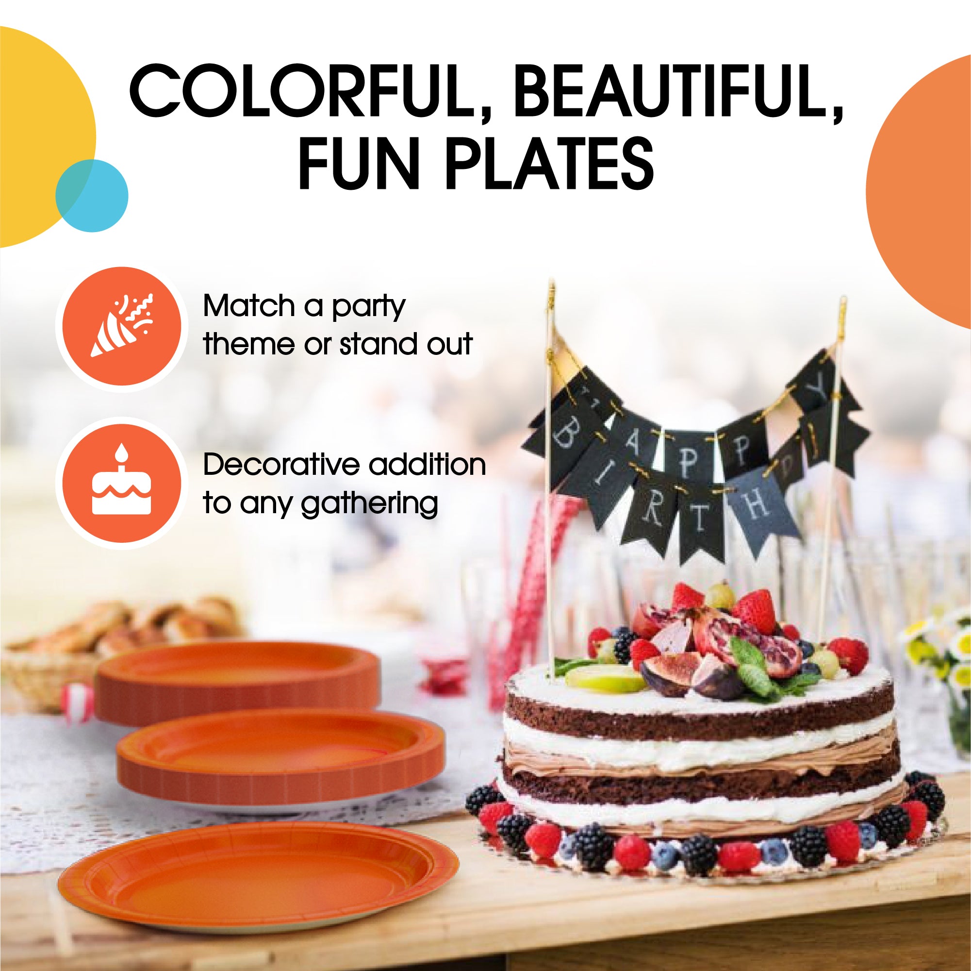 10 In. Orange Paper Plates - 50 Ct.