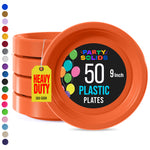 9 in. Orange Plastic Plates | 50 Count