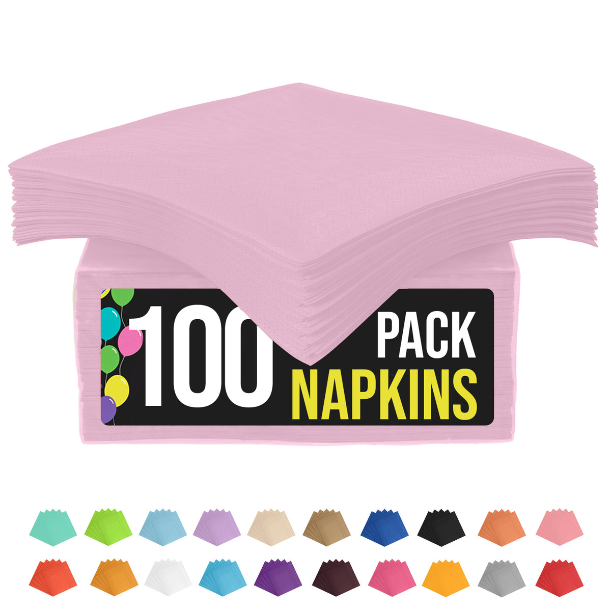 Pink Beverage Napkins - 4.75 in. x 4.75 in. | 100 Count