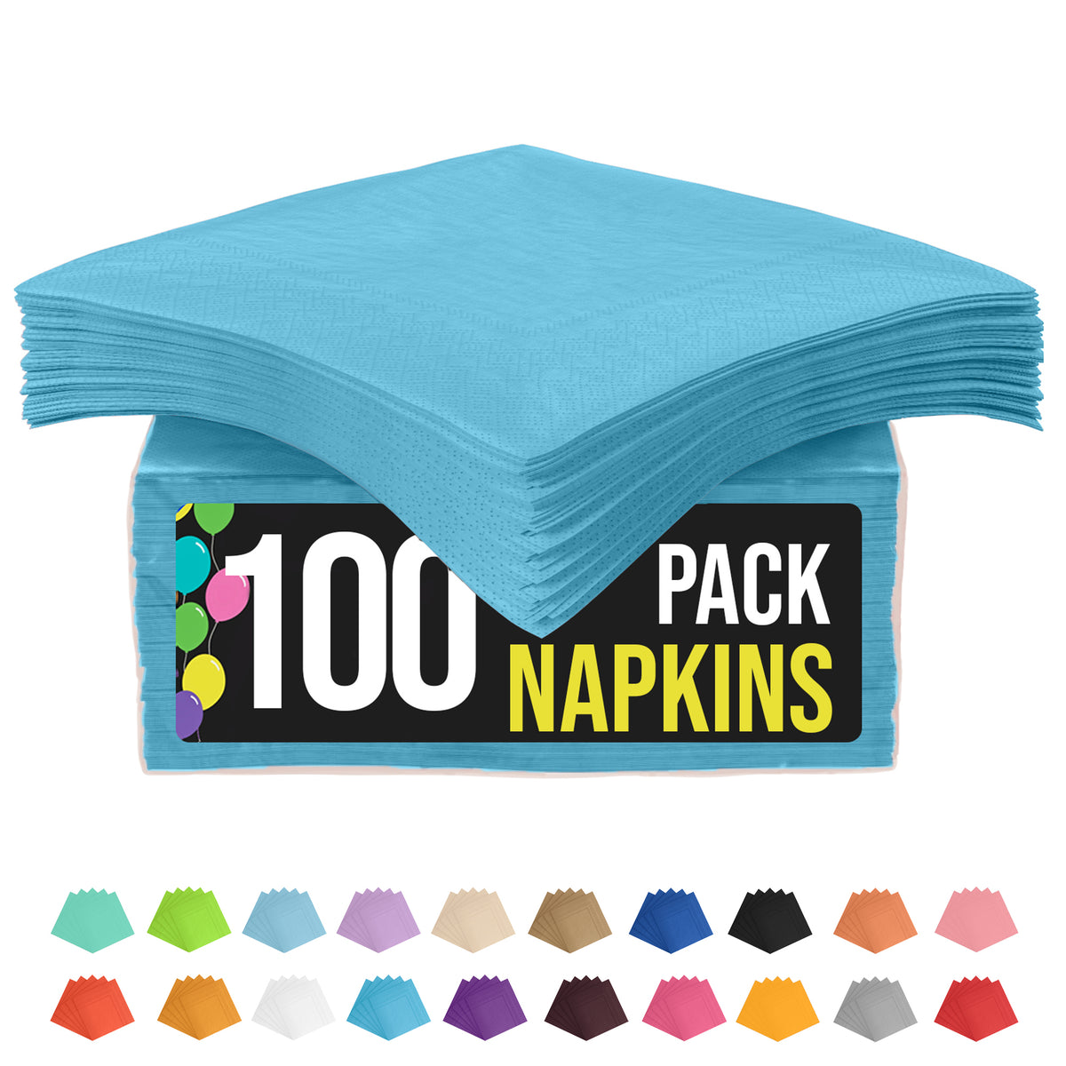 Turquoise Beverage Napkins - 4.75 In. X 4.75 In. | 100 Count