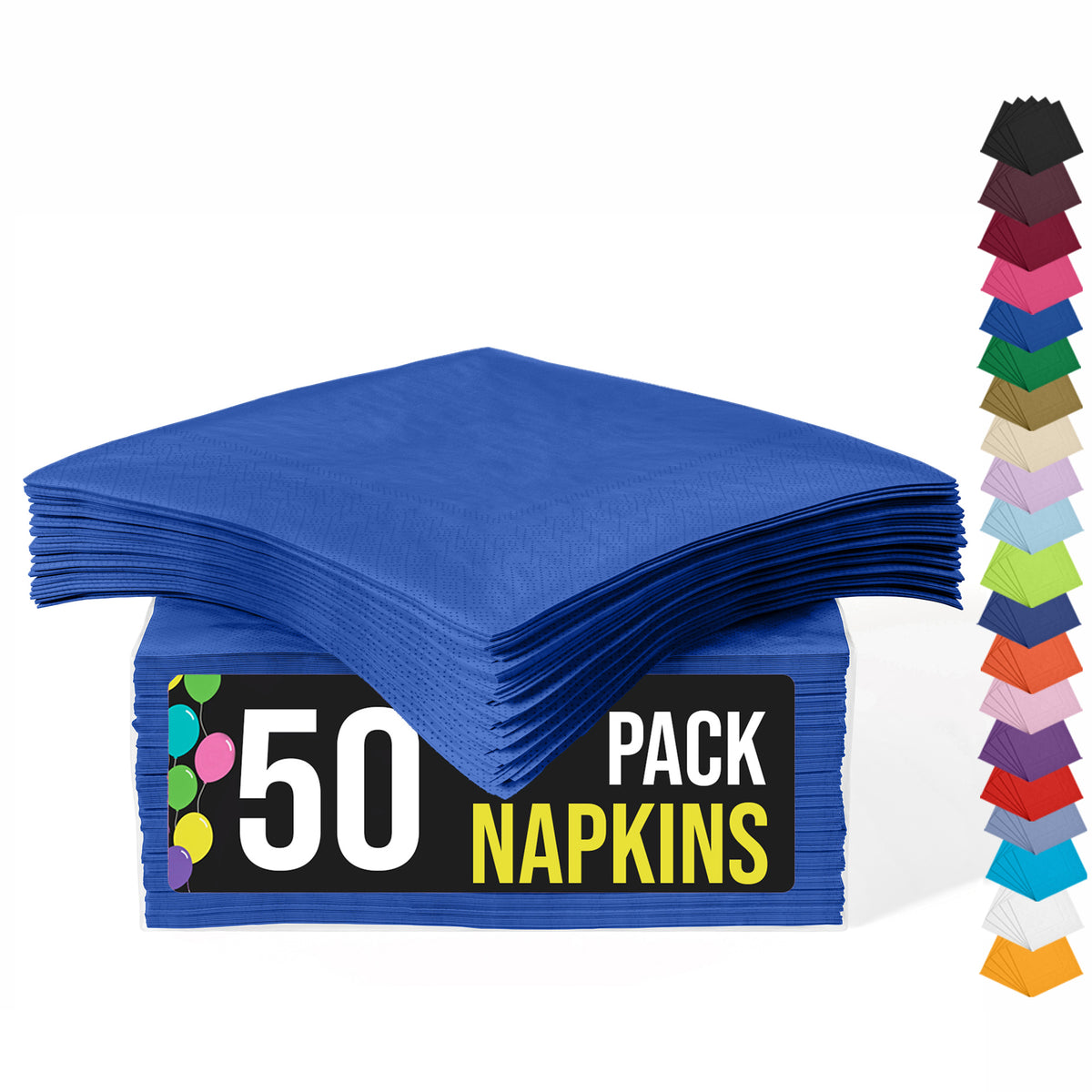 Dark Blue Beverage Napkins | 4.75 in. x 4.75 in. | 50 Count