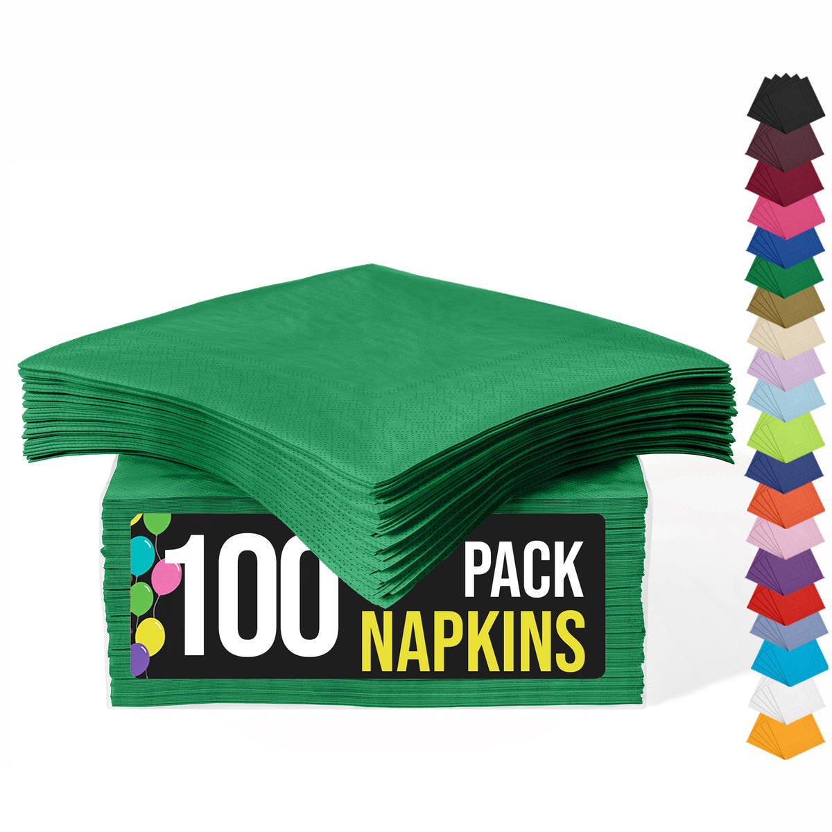 Emerald Green Beverage Napkins | 4.75 in. X 4.75 in. | 100 Count