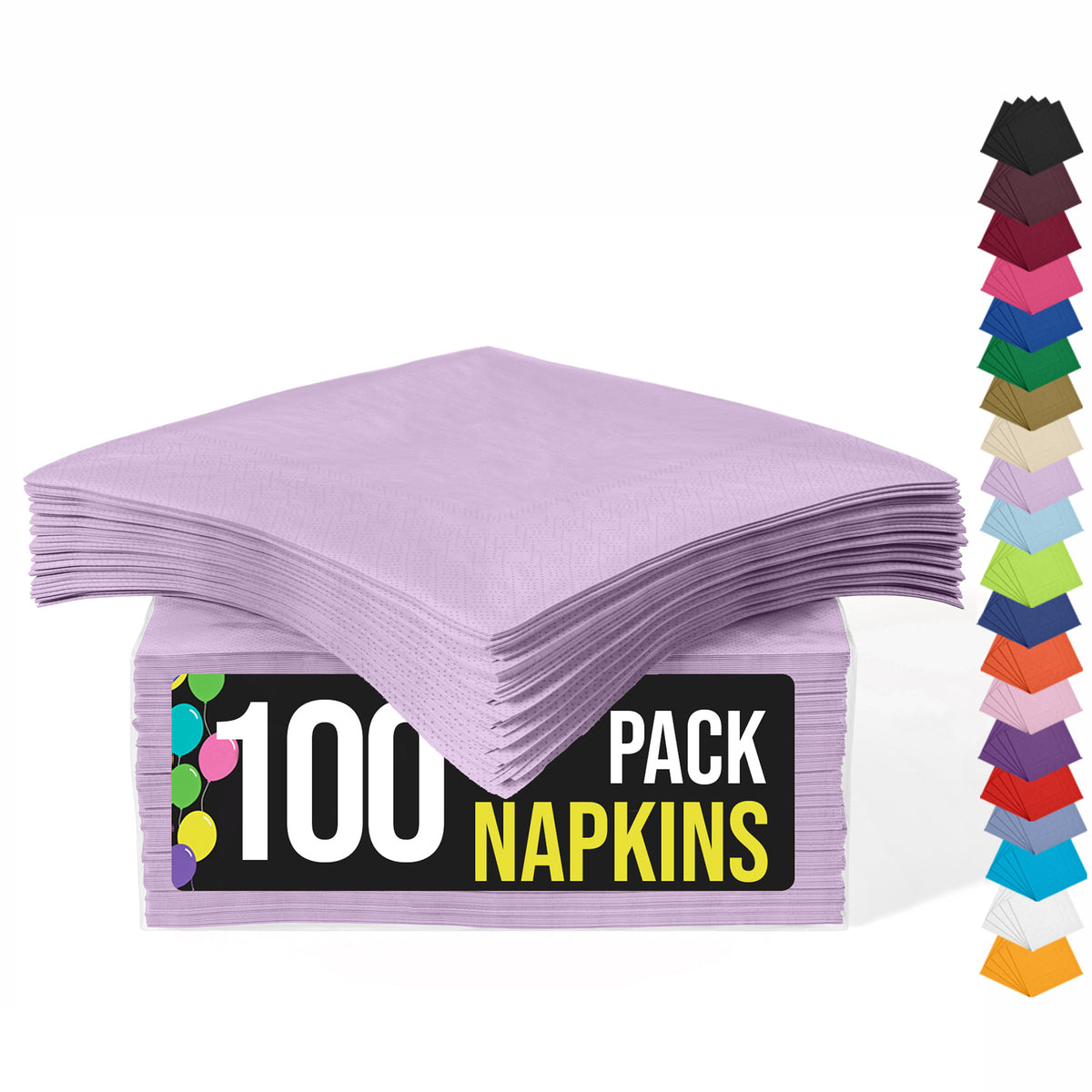 Lavender Beverage Napkins | 4.75 in. x 4.75 in. | 100 Count