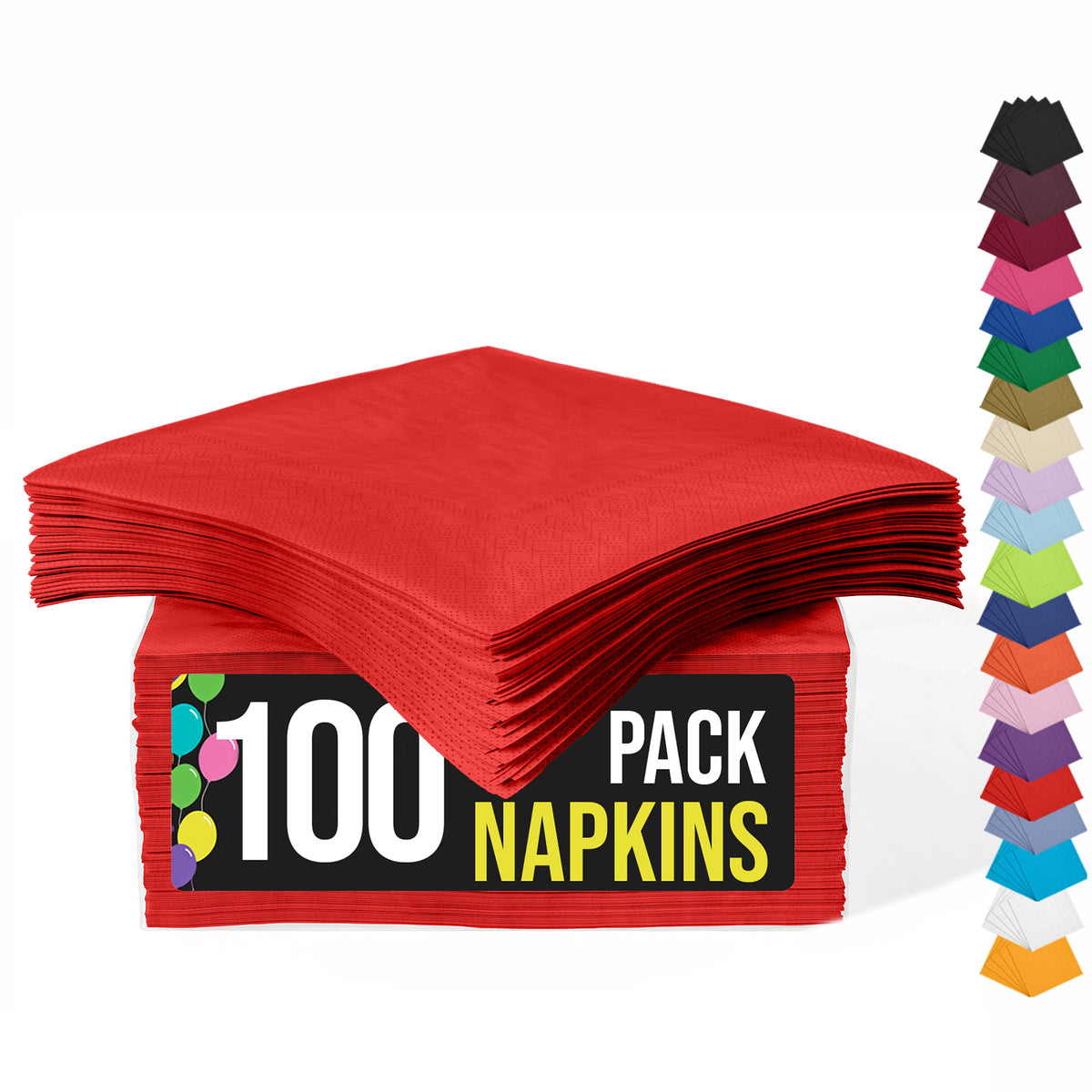 Red Luncheon Napkins | 6.75 in. x 6.75 in. | 100 Count