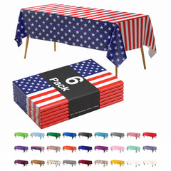 Patriotic Plastic Table Covers | 6 Pack | 54 in. x 108 in.