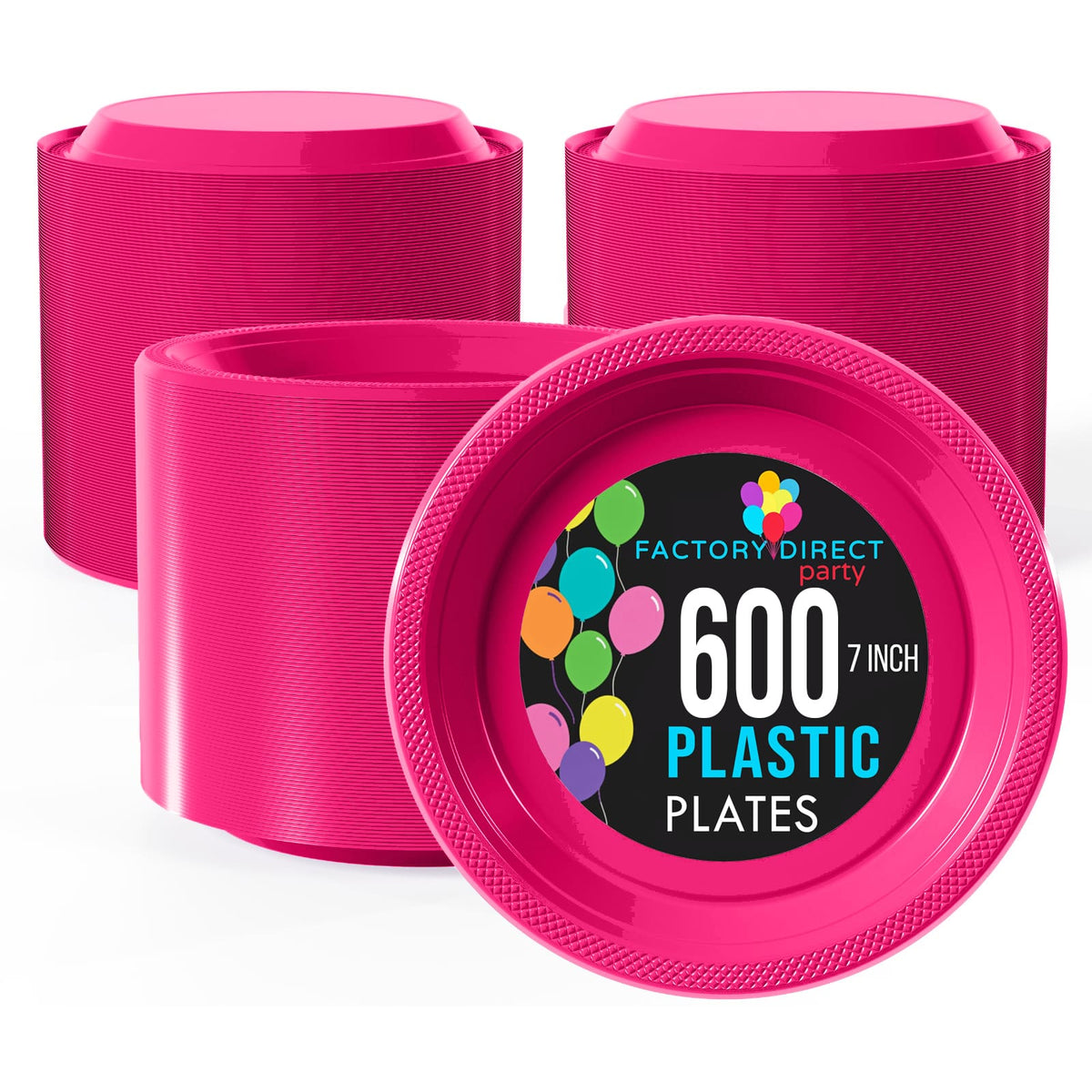 7 In. Cerise Plastic Plates | Case of 600