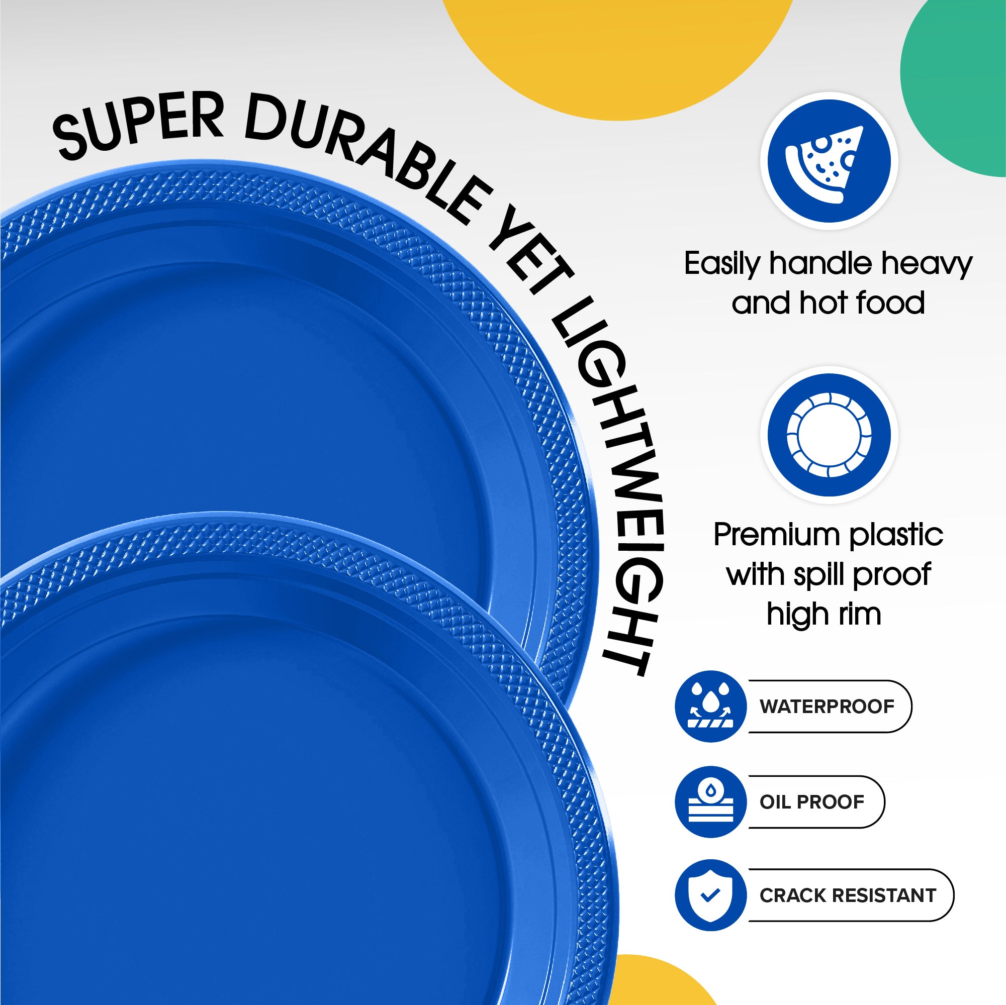 10 In. Dark Blue Plastic Plates | 50 Count