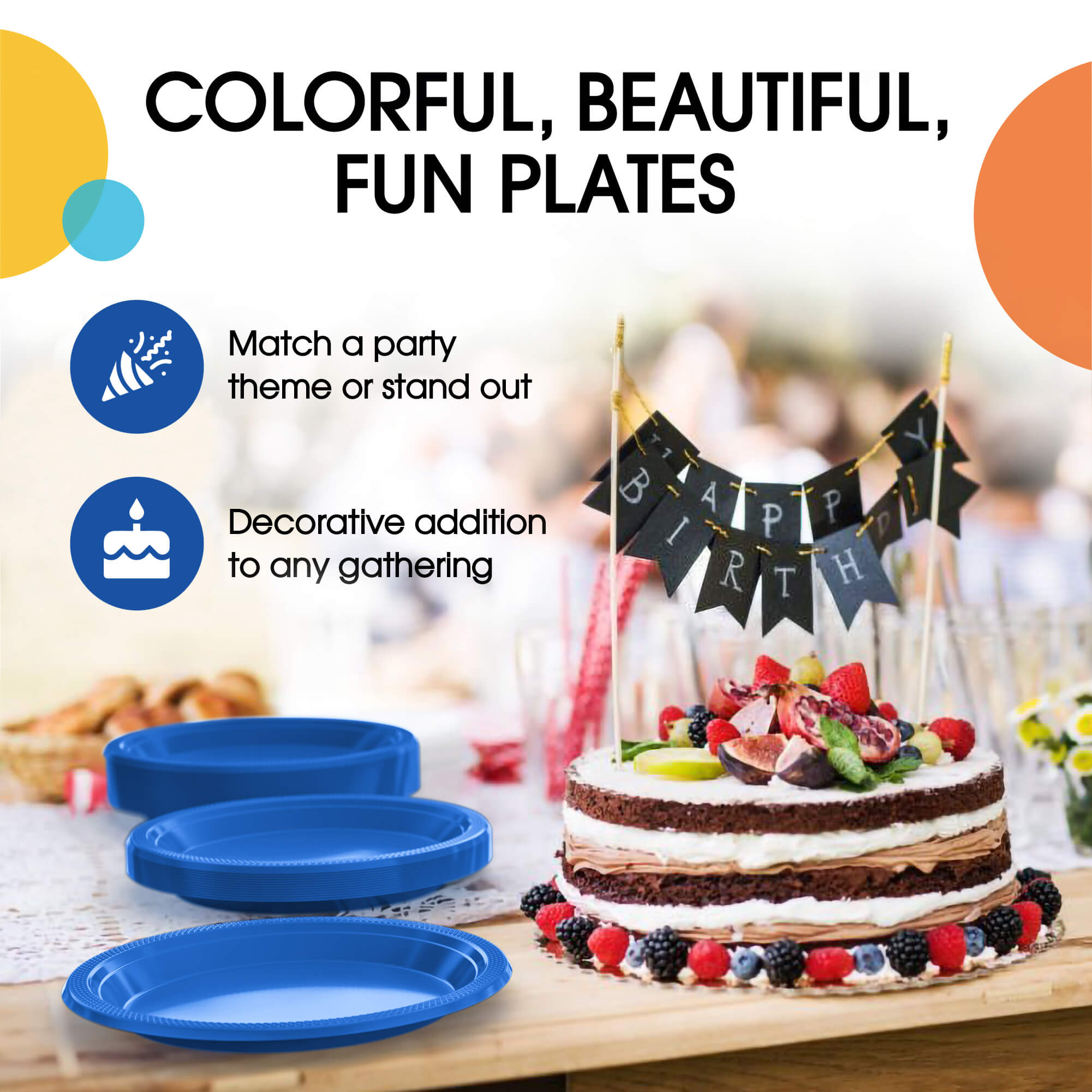 7 In. Dark Blue Plastic Plates | 50 Count