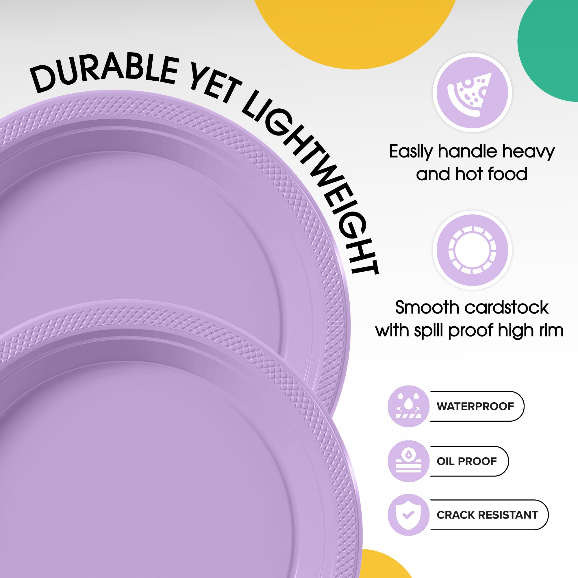 9 In. Lavender Plastic Plates | 8 Count