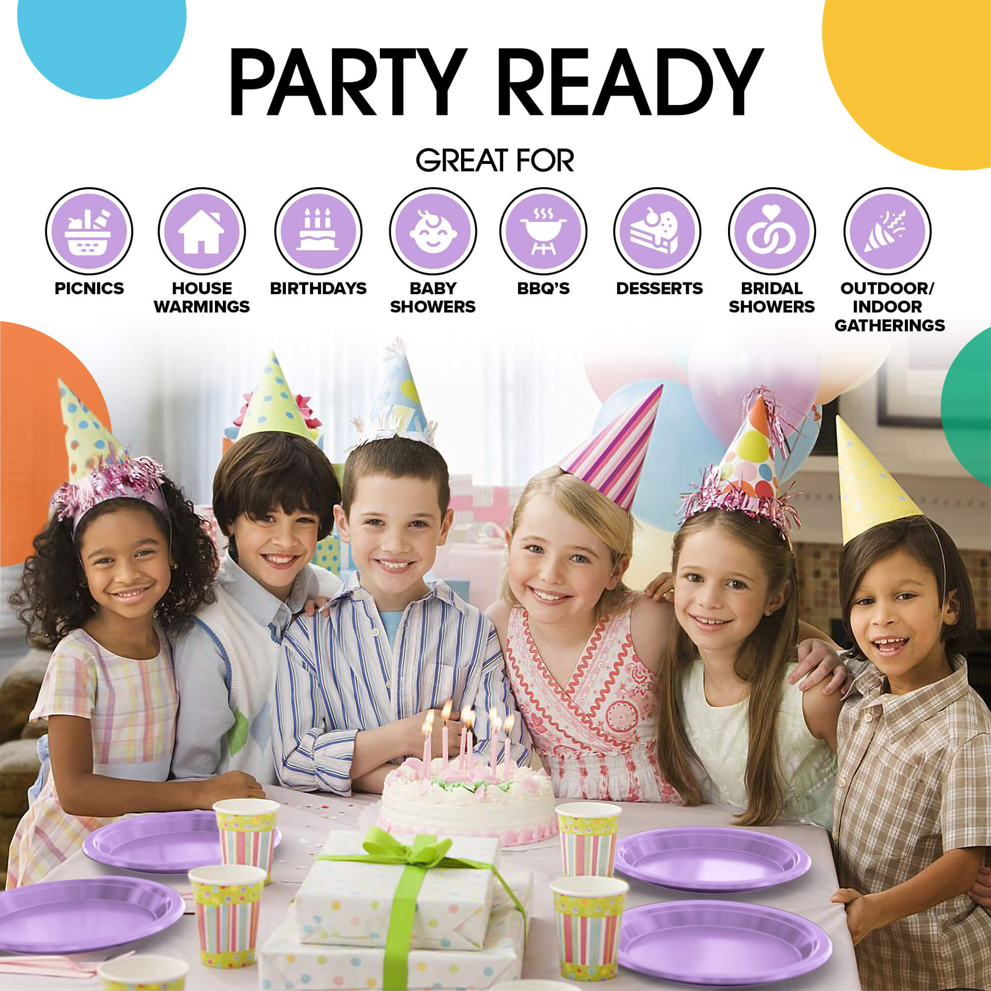 9 In. Lavender Plastic Plates | 8 Count
