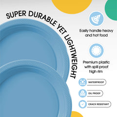 9 In. Light Blue Plastic Plates | 8 Count