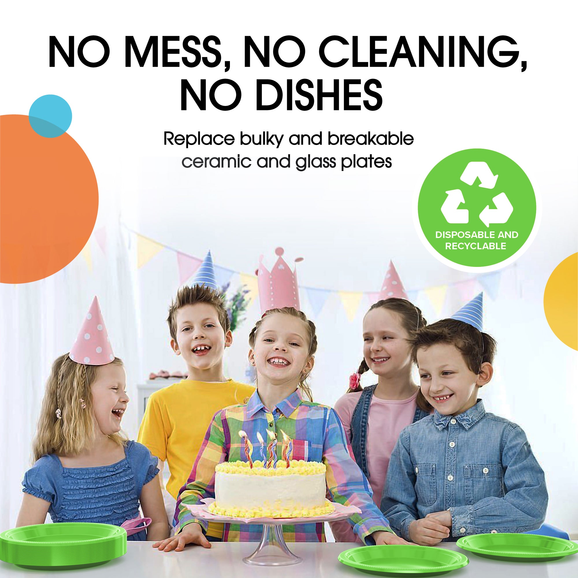 9 in. Lime Green Plastic Plates | Case of 600