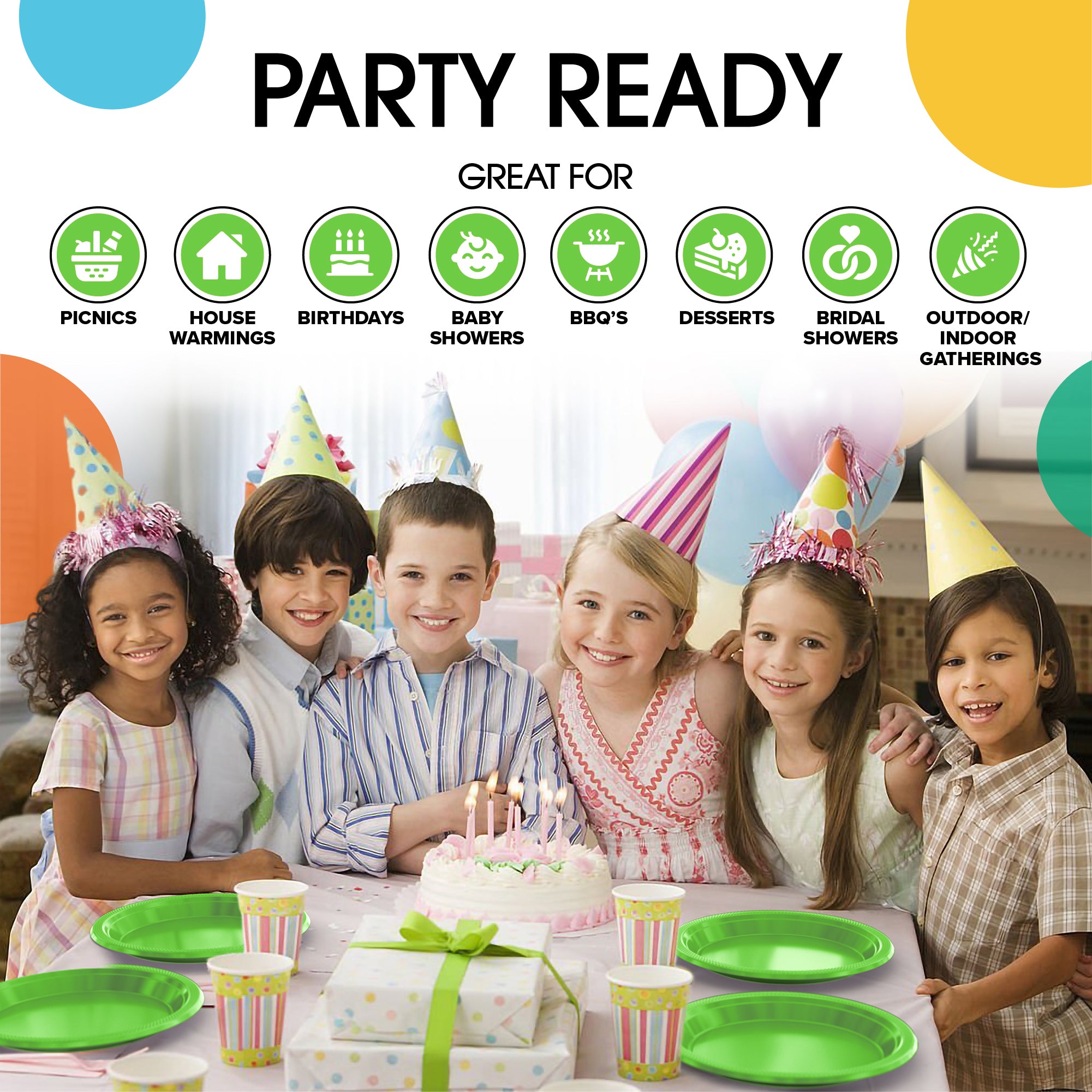 10 in. Lime Green Plastic Plates | 20 Ct.