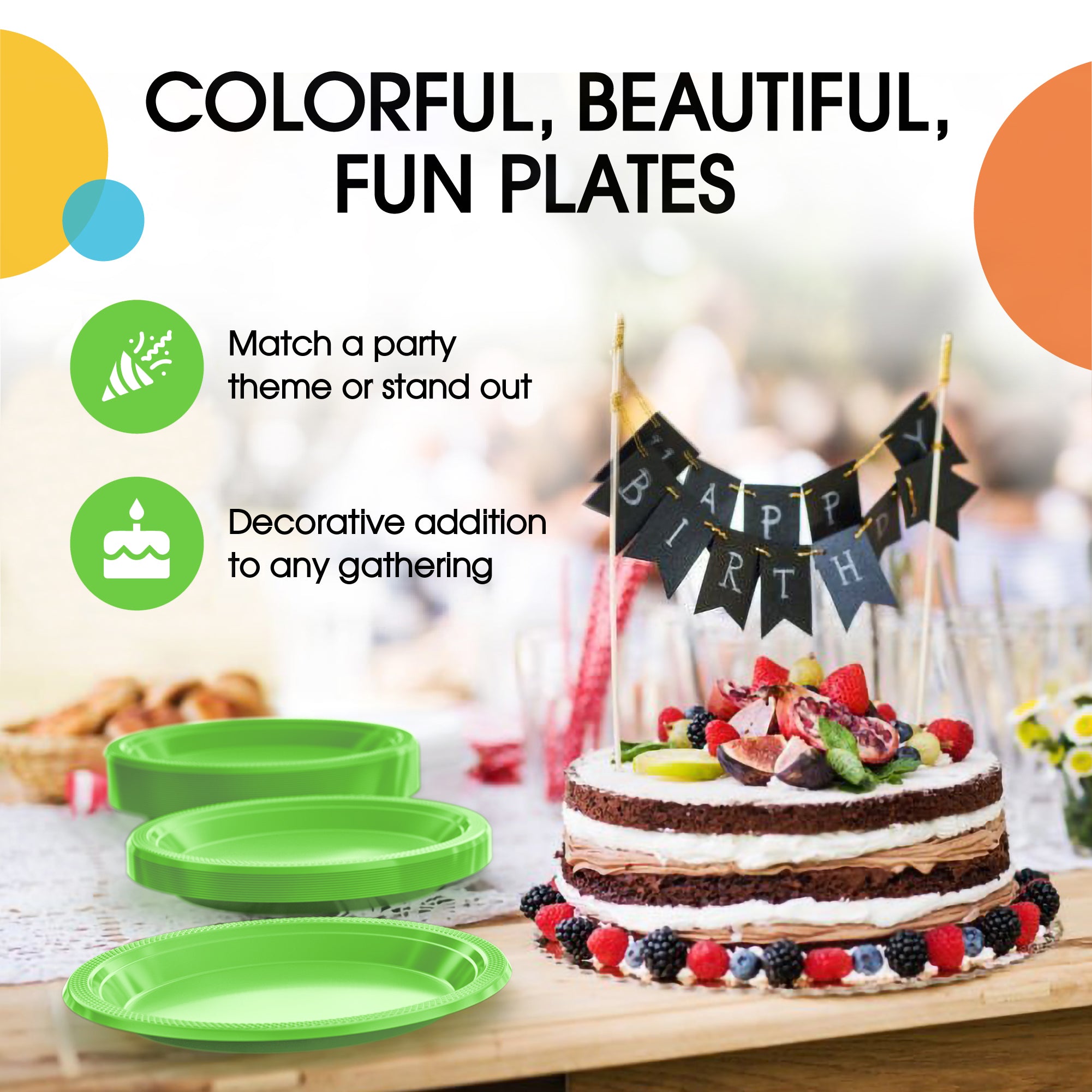 9 in. Lime Green Plastic Plates | Case of 600