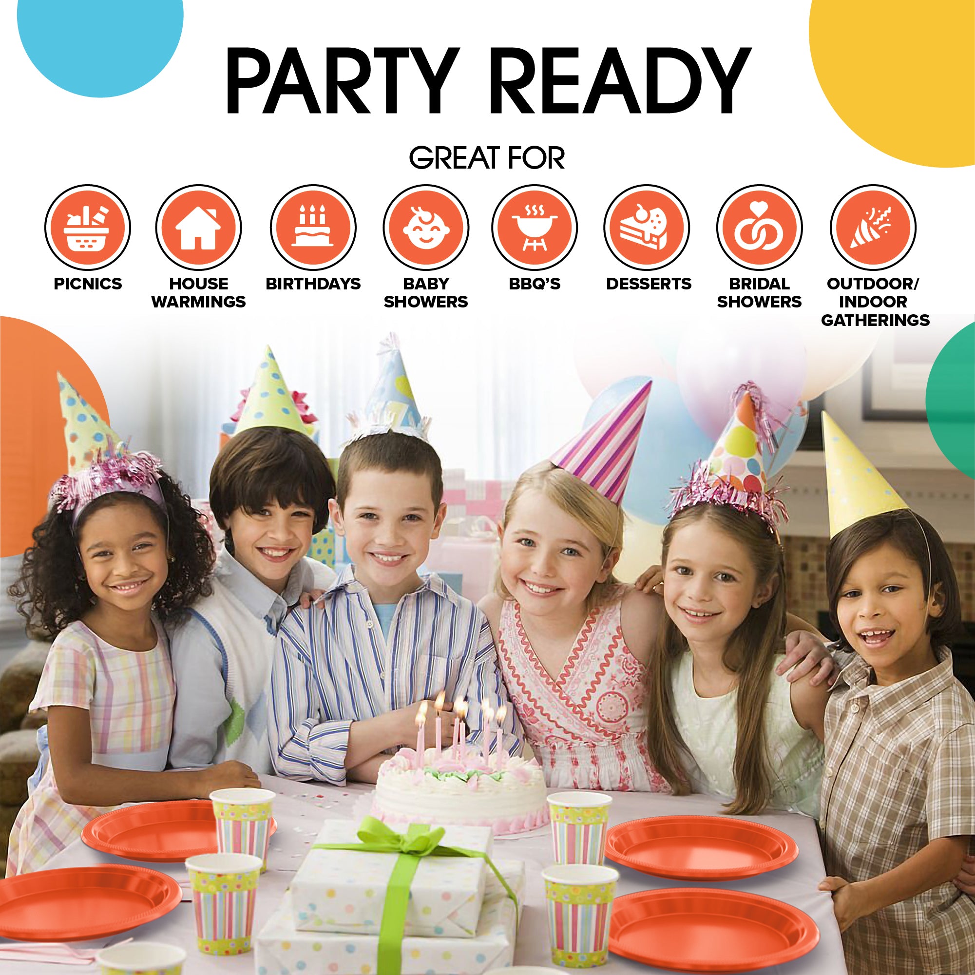 9 in. Orange Plastic Plates | Case of 600