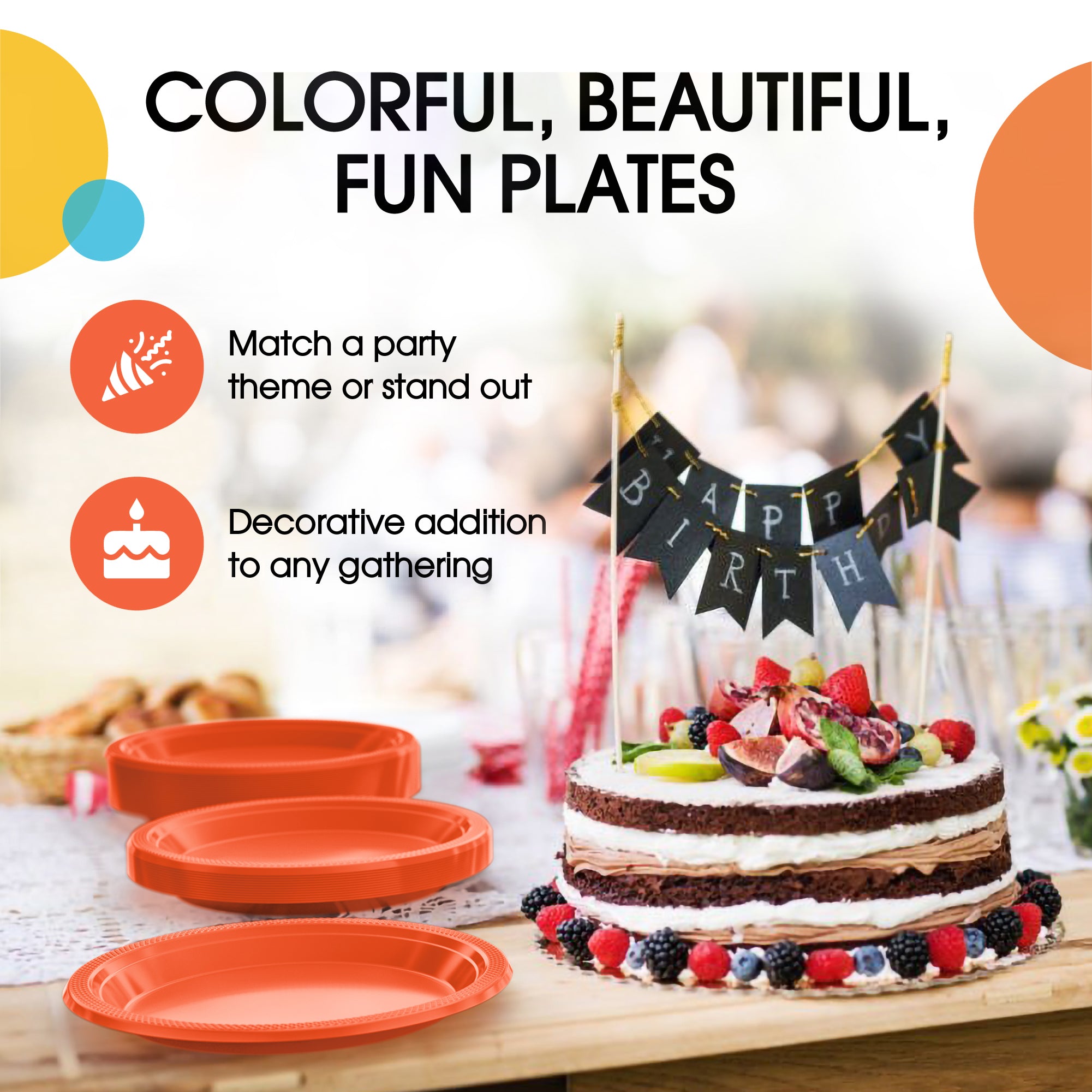 9 in. Orange Plastic Plates | Case of 600