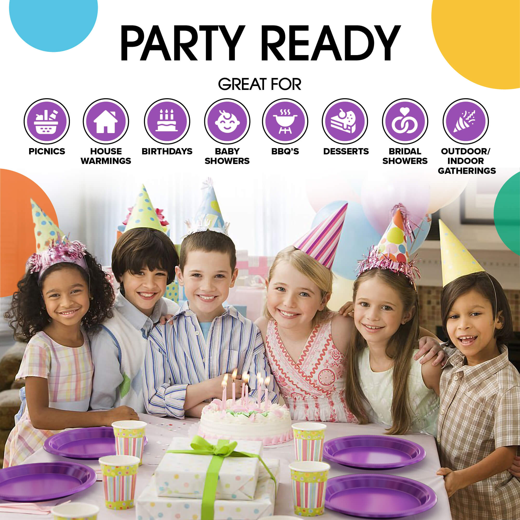 9 In. Purple Plastic Plates | 8 Count