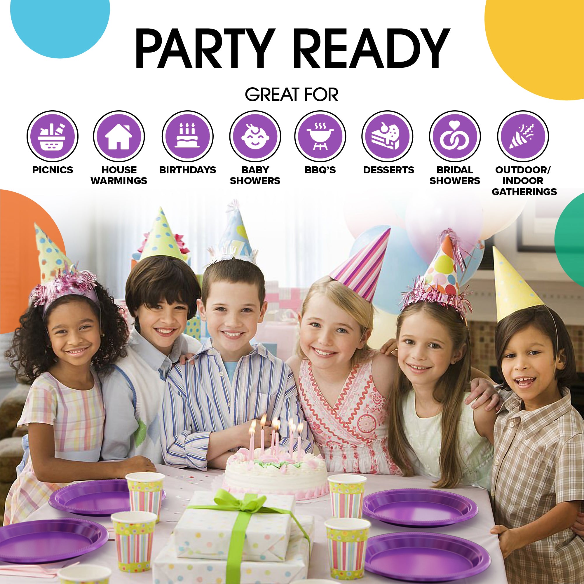 10 in. Purple Plastic Plates | 20 Ct.