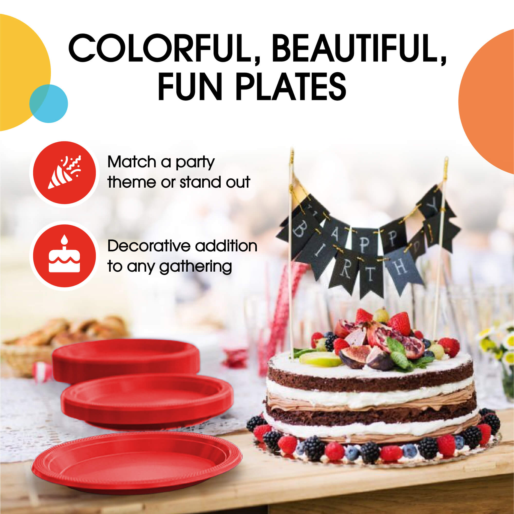9 In. Red Plastic Plates | 50 Count