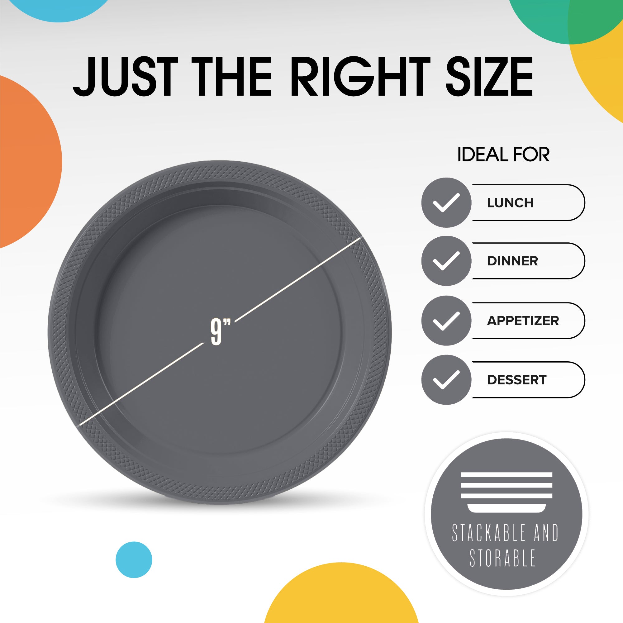 9 In. Silver Plastic Plates | 8 Count