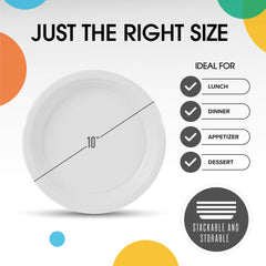 10 In. White Plastic Plates | 50 Count