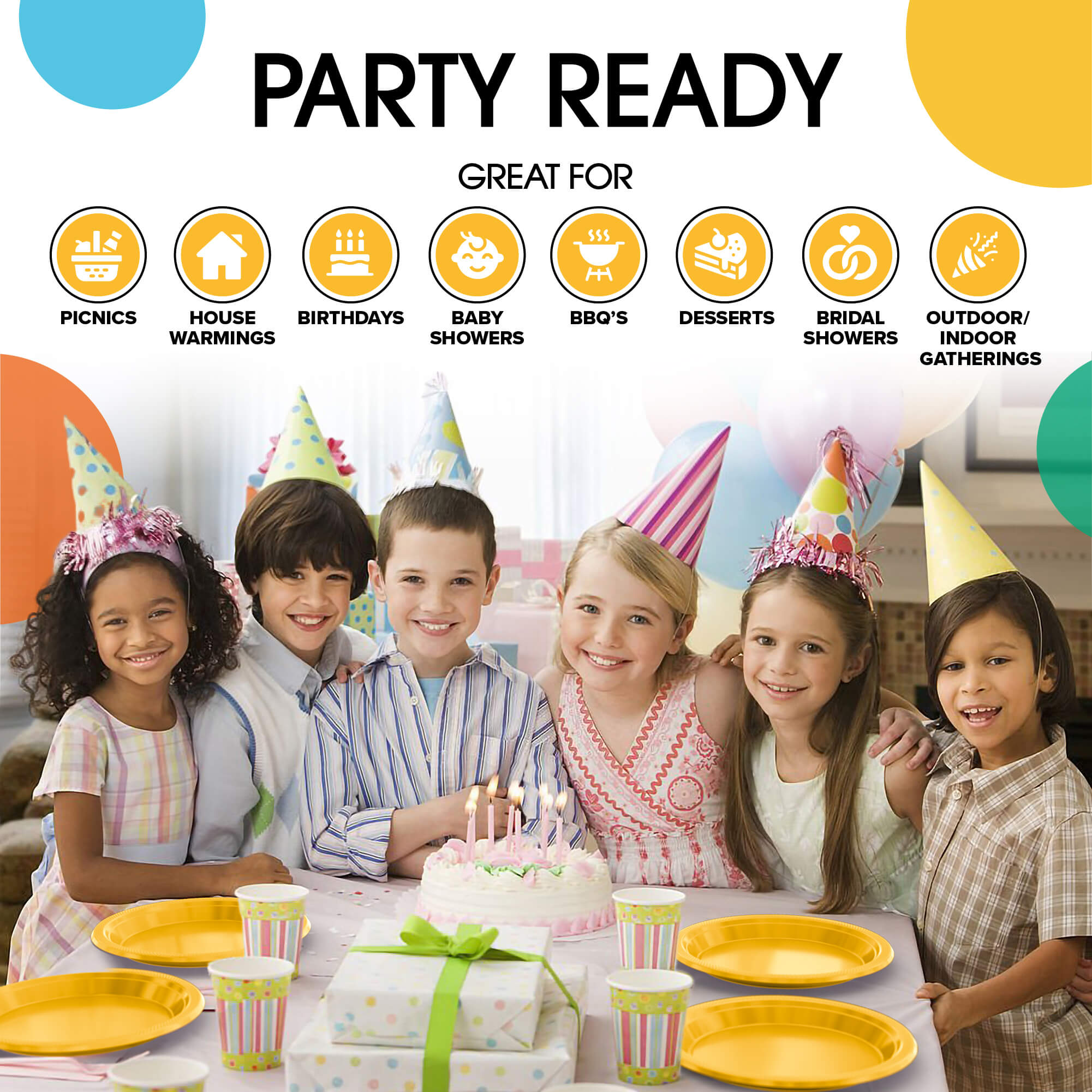 9 In. Yellow Plastic Plates | 8 Count