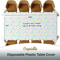 Pastel Polka Dot Plastic Table Cover | Case of 48 | 54 in. x 108 in.