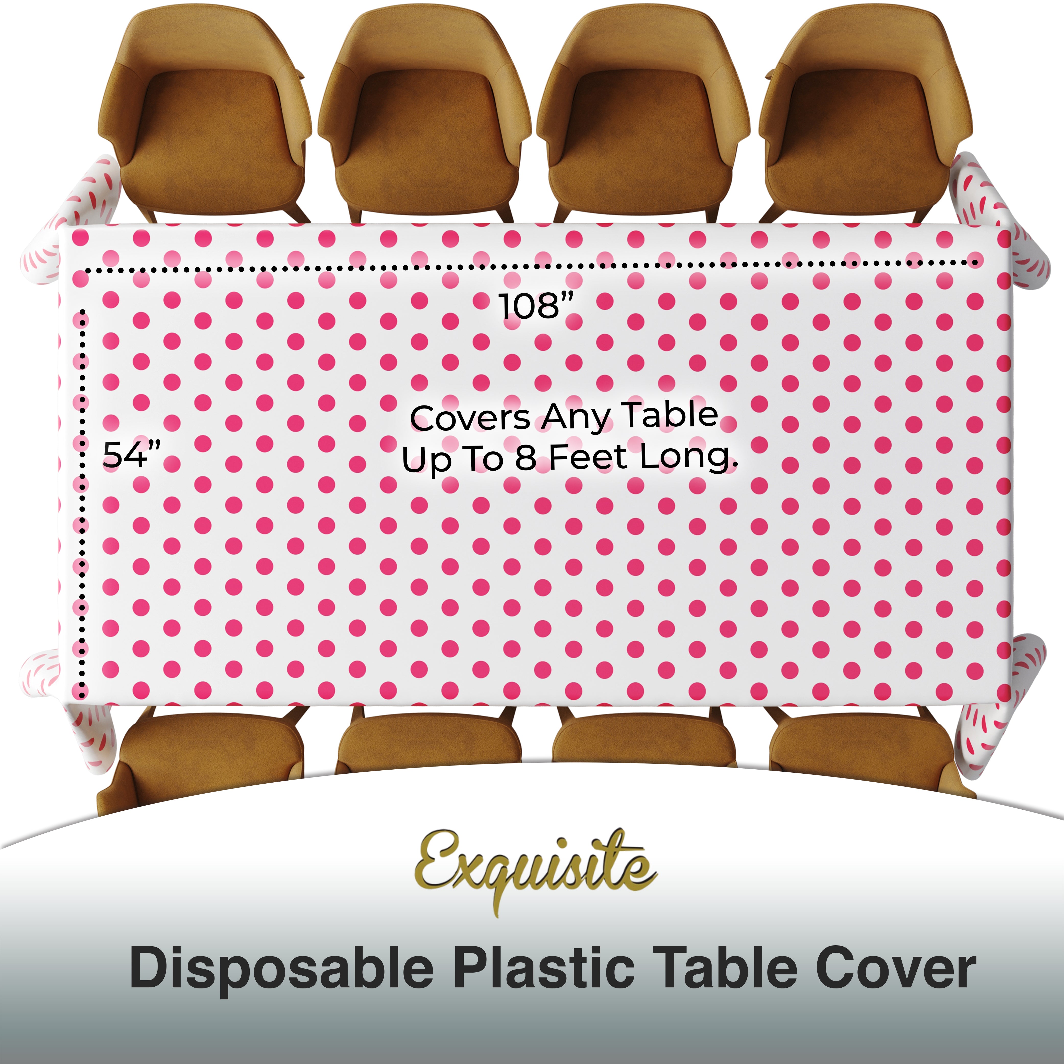 Red Polka Dot Plastic Table Covers | 12 Pack | 54 in. x 108 in.