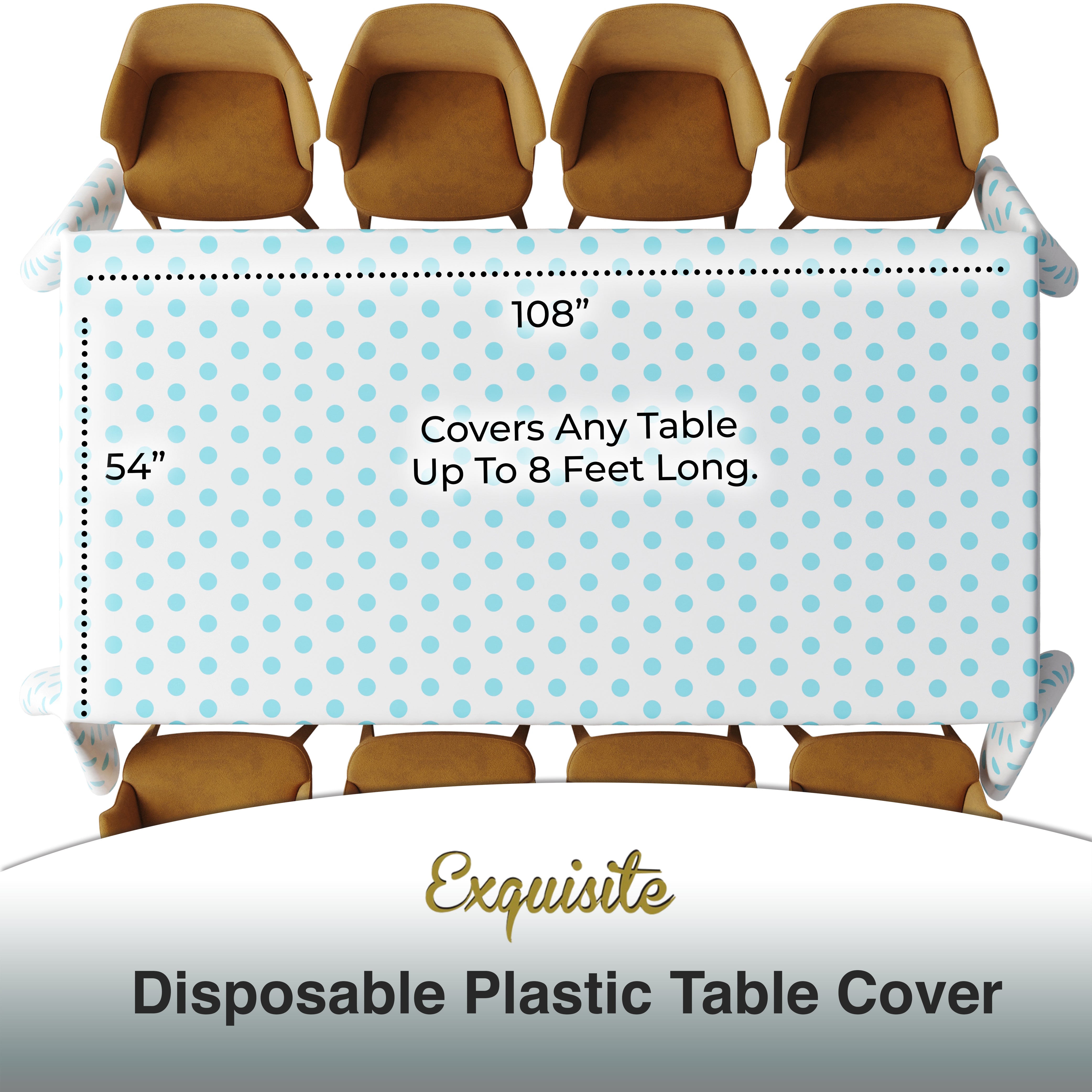 Light Blue Polka Dot Plastic Table Covers | 12 Pack | 54 in. x 108 in.