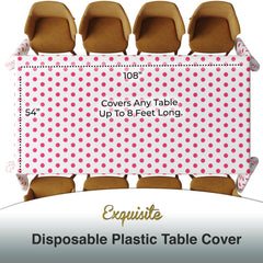 Red Polka Dot Plastic Table Cover | 54 in. x 108 in.
