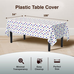 Multi Colored Polka Dot Plastic Table Cover | Case of 48 | 54 in. x 108 in.